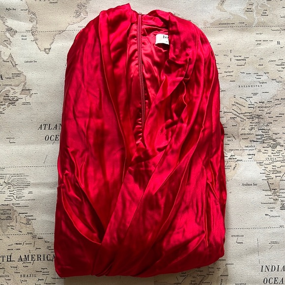 RARE HOUSE OF CB 'Rita' Red Satin Wrap Plunge Dress NWOT - Picture 8 of 15